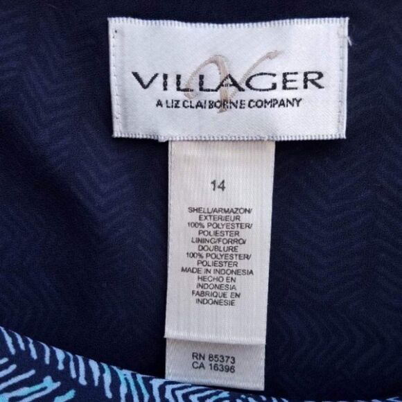 Villager Blue Sleeveless Drape Front Dress Size 14 - Picture 2 of 7